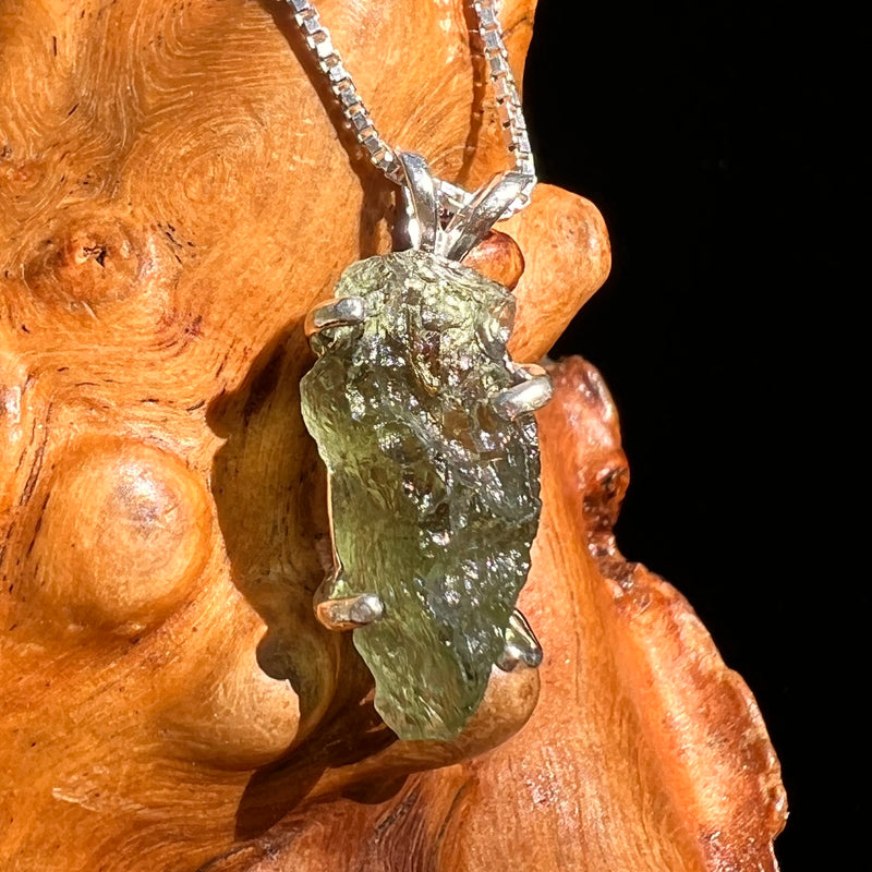 Raw Moldavite Pendant Sterling Silver #8450-Moldavite Life