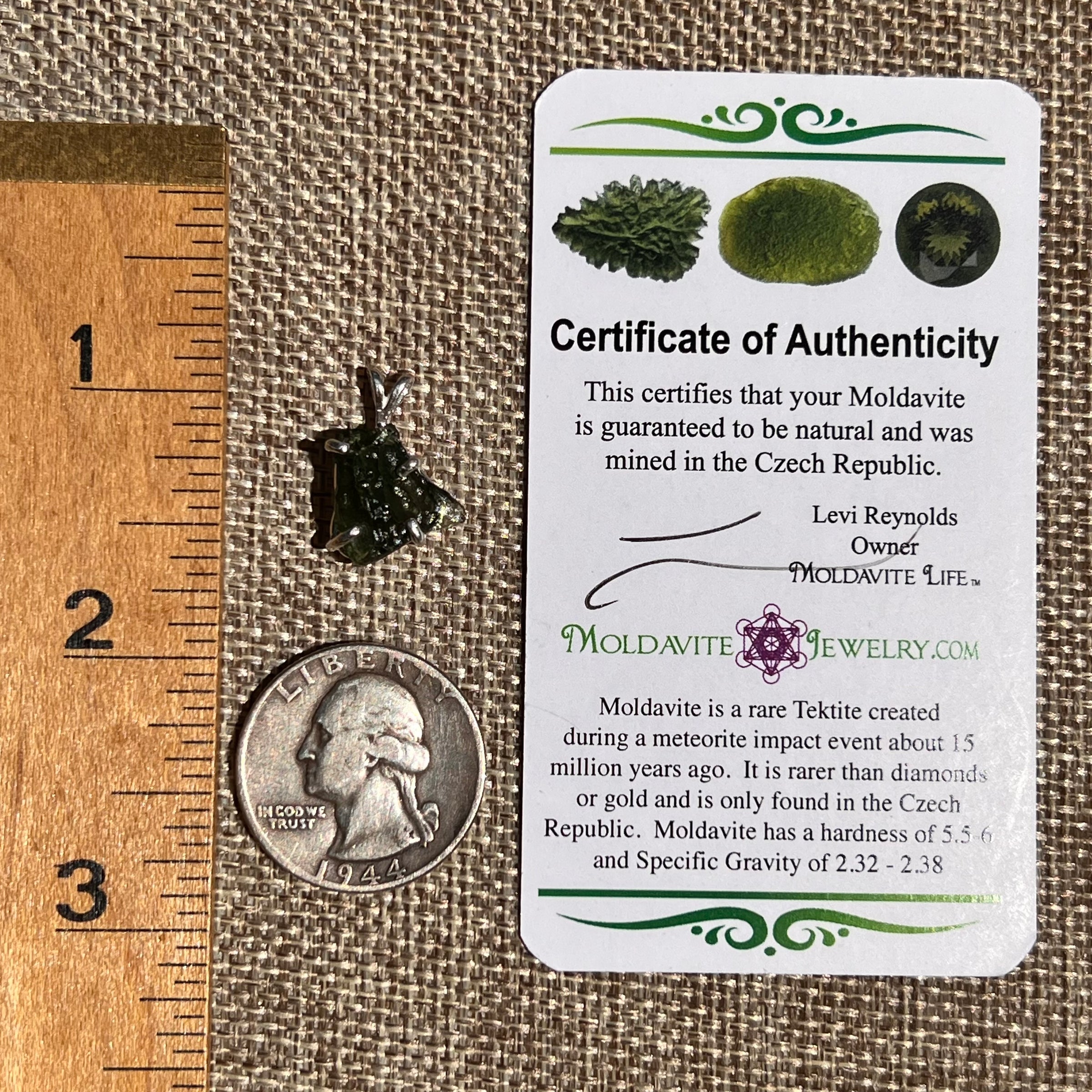 Raw Moldavite Pendant Sterling Silver #8451-Moldavite Life