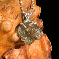 Raw Moldavite Pendant Sterling Silver #8452-Moldavite Life