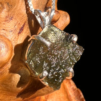 Raw Moldavite Pendant Sterling Silver #8454-Moldavite Life