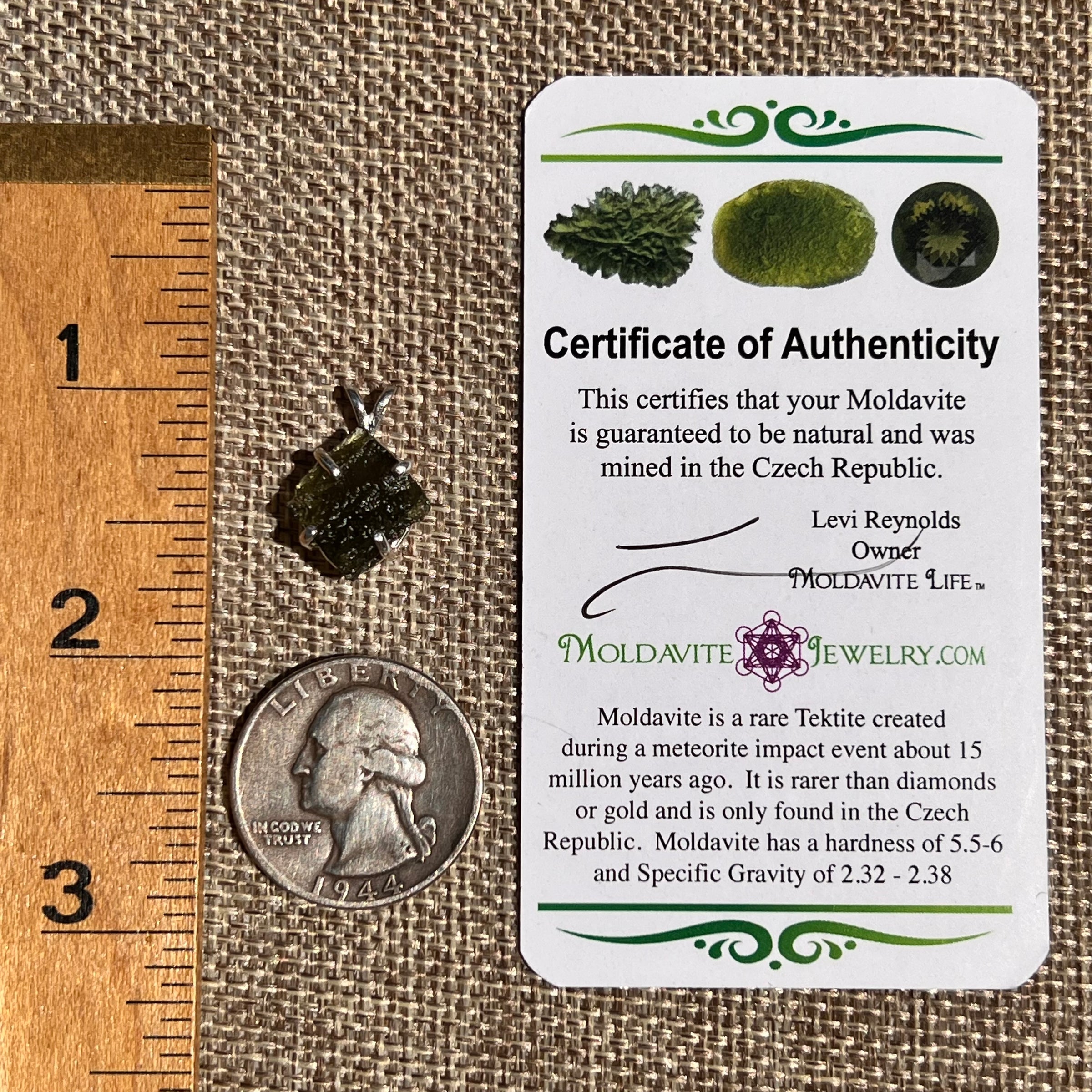 Raw Moldavite Pendant Sterling Silver #8454-Moldavite Life