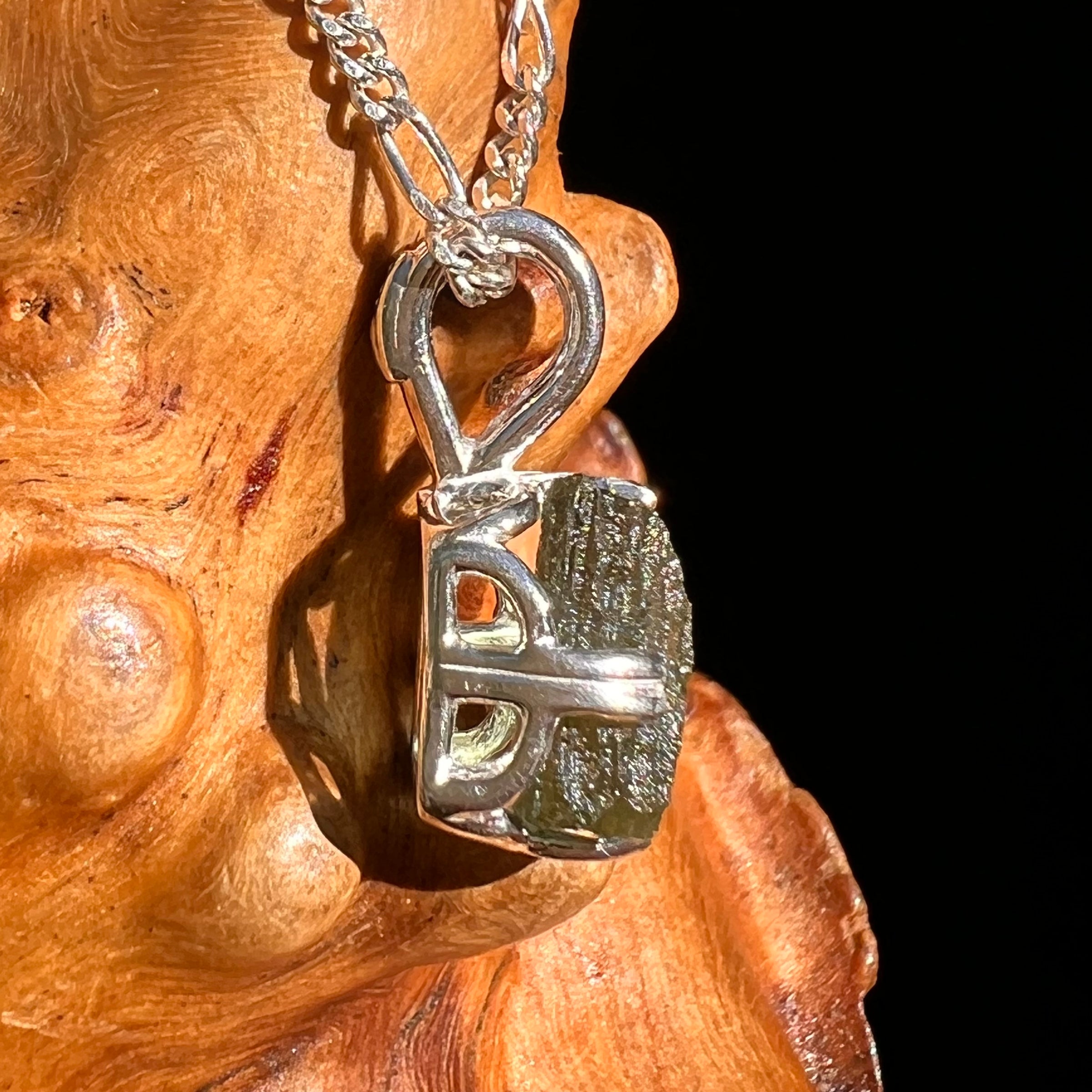 Raw Moldavite Pendant Sterling Silver #8455-Moldavite Life