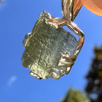 Raw Moldavite Pendant Sterling Silver #8455-Moldavite Life