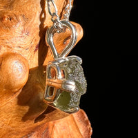 Raw Moldavite Pendant Sterling Silver #8456-Moldavite Life
