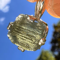 Raw Moldavite Pendant Sterling Silver #8456-Moldavite Life
