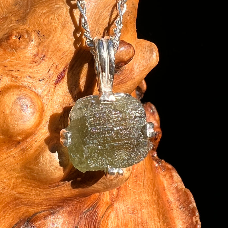 Raw Moldavite Pendant Sterling Silver #8456-Moldavite Life