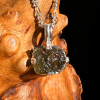Raw Moldavite Pendant Sterling Silver #8457-Moldavite Life