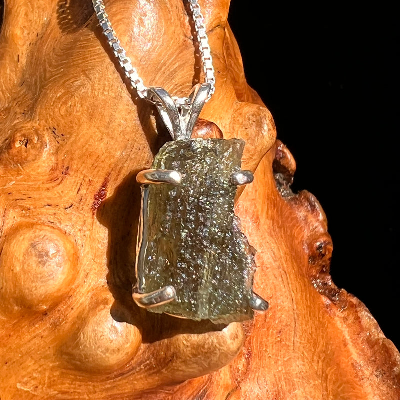Raw Moldavite Pendant Sterling Silver #8458-Moldavite Life