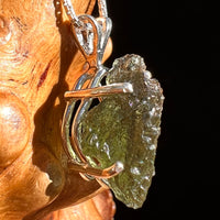 Raw Moldavite Pendant Sterling Silver #8459-Moldavite Life