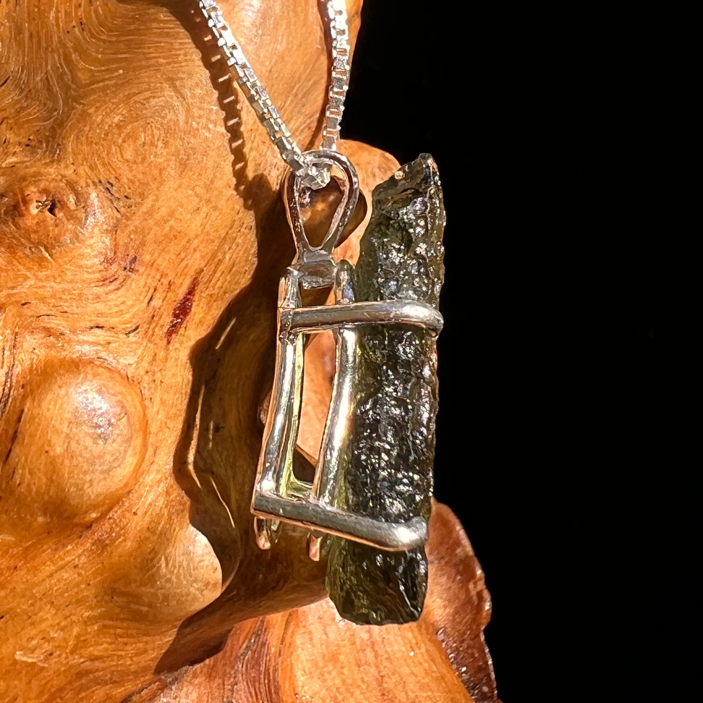 Raw Moldavite Pendant Sterling Silver #8460-Moldavite Life