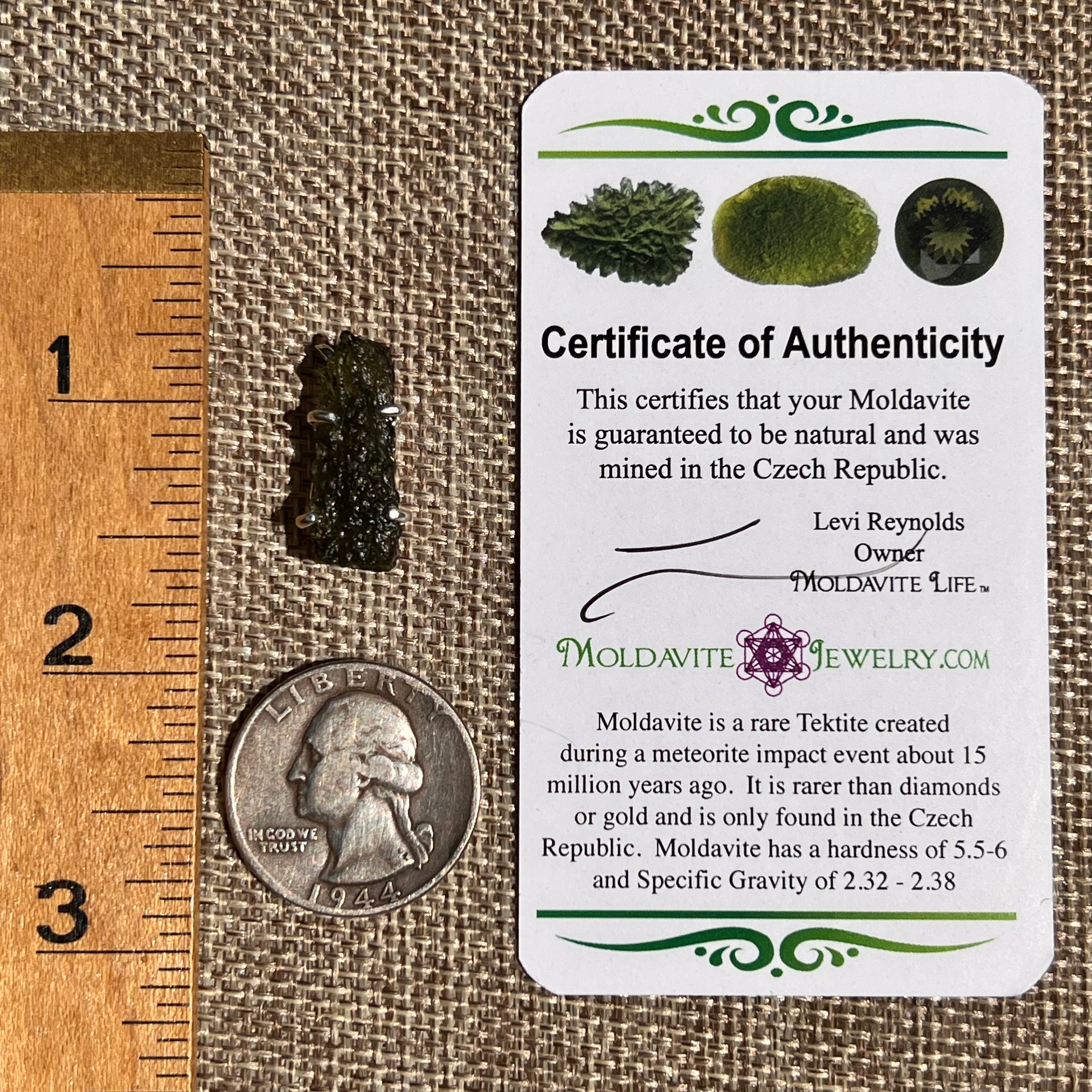 Raw Moldavite Pendant Sterling Silver #8460-Moldavite Life