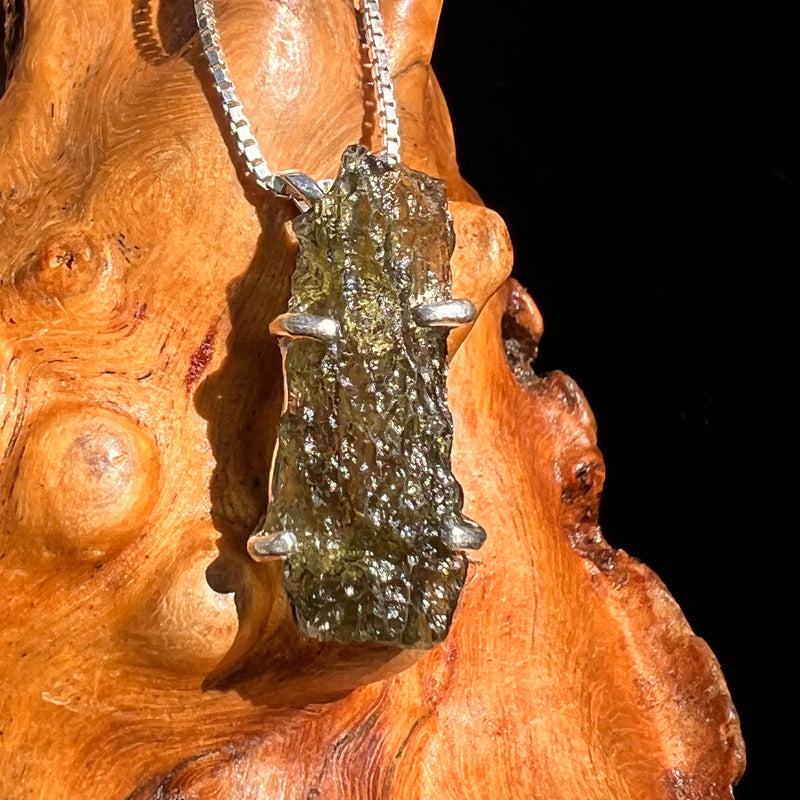 Raw Moldavite Pendant Sterling Silver #8460-Moldavite Life