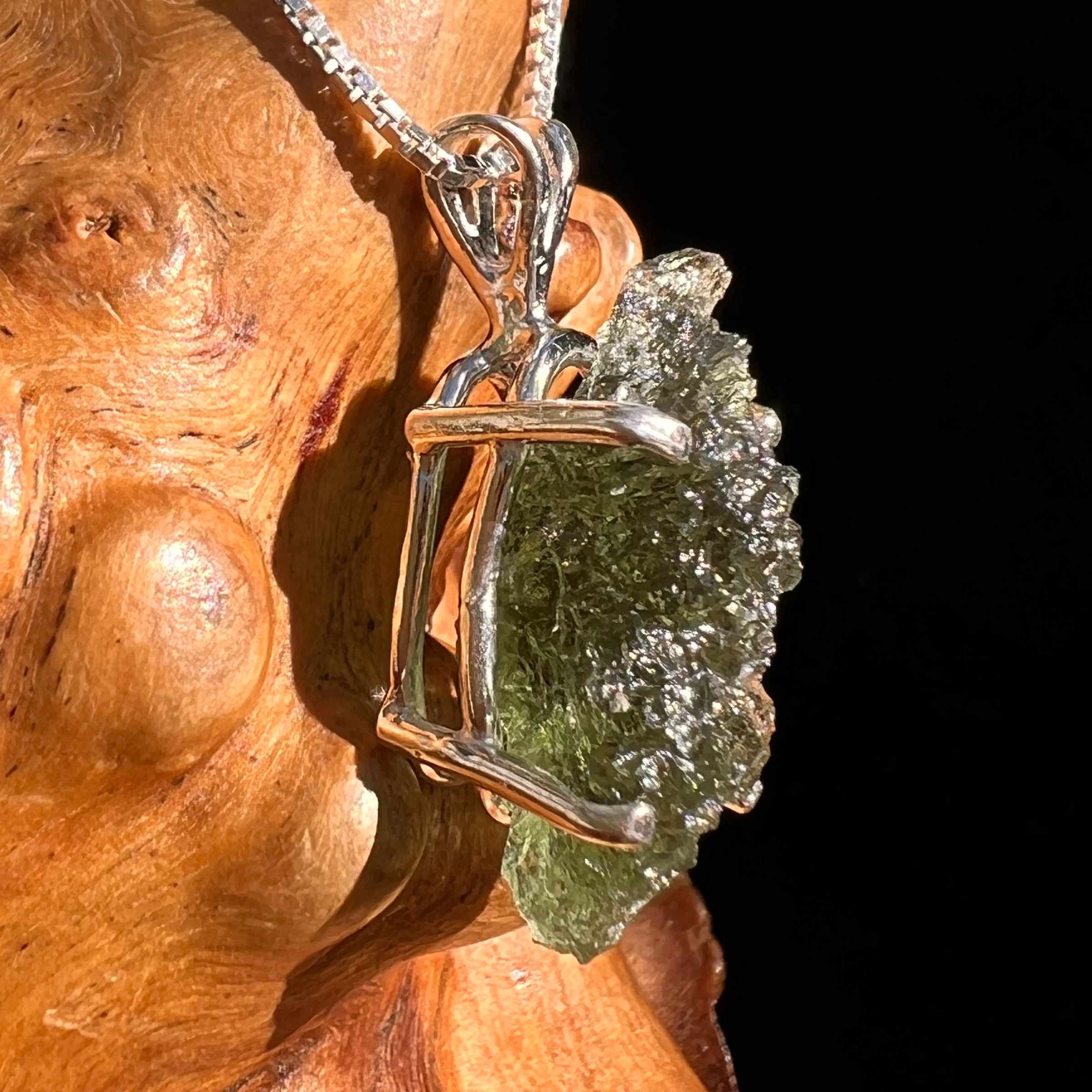 Raw Moldavite Pendant Sterling Silver #8461-Moldavite Life