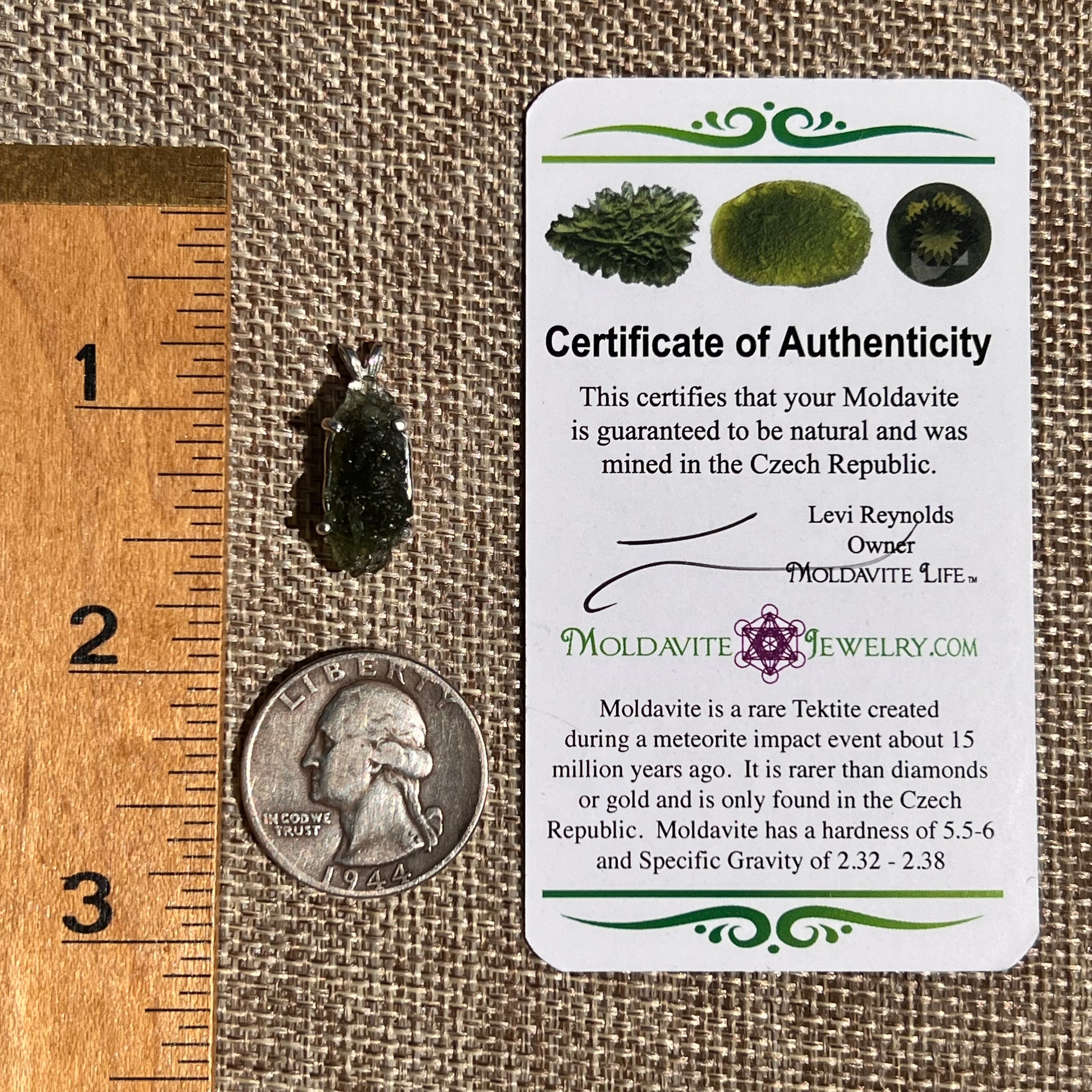 Raw Moldavite Pendant Sterling Silver #8461-Moldavite Life