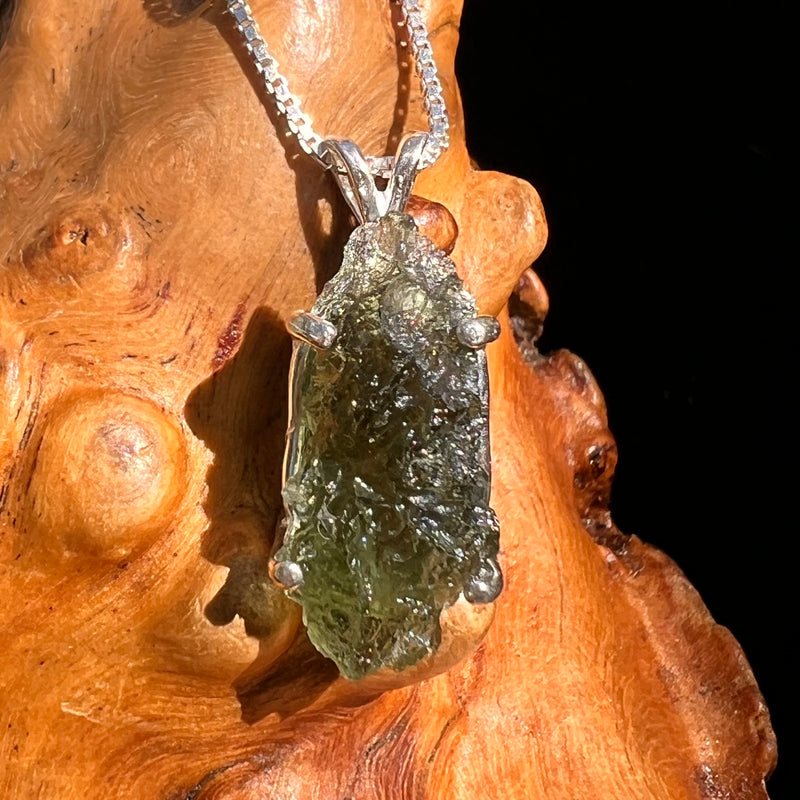 Raw Moldavite Pendant Sterling Silver #8461-Moldavite Life