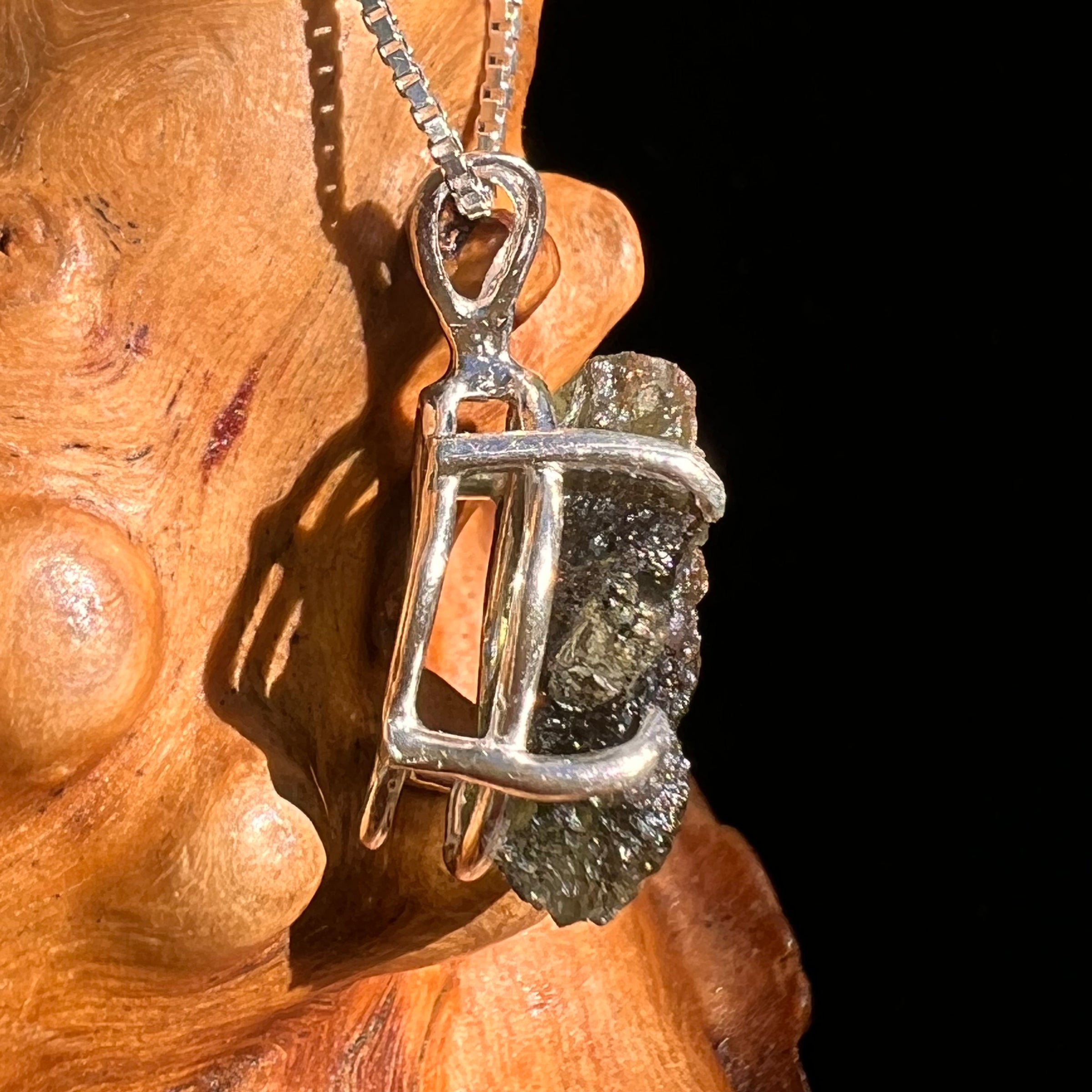 Raw Moldavite Pendant Sterling Silver #8462-Moldavite Life