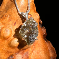 Raw Moldavite Pendant Sterling Silver #8462-Moldavite Life