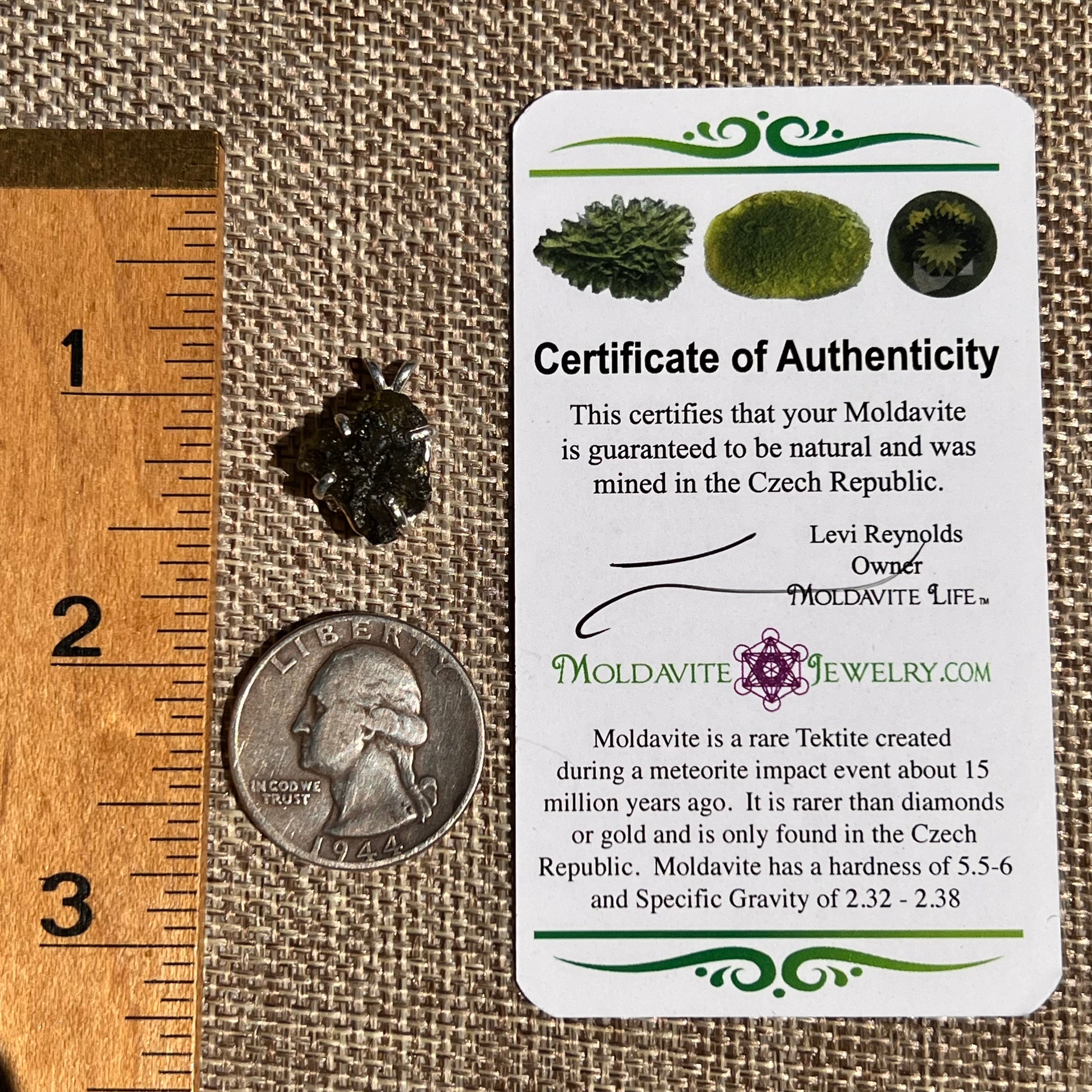 Raw Moldavite Pendant Sterling Silver #8463-Moldavite Life