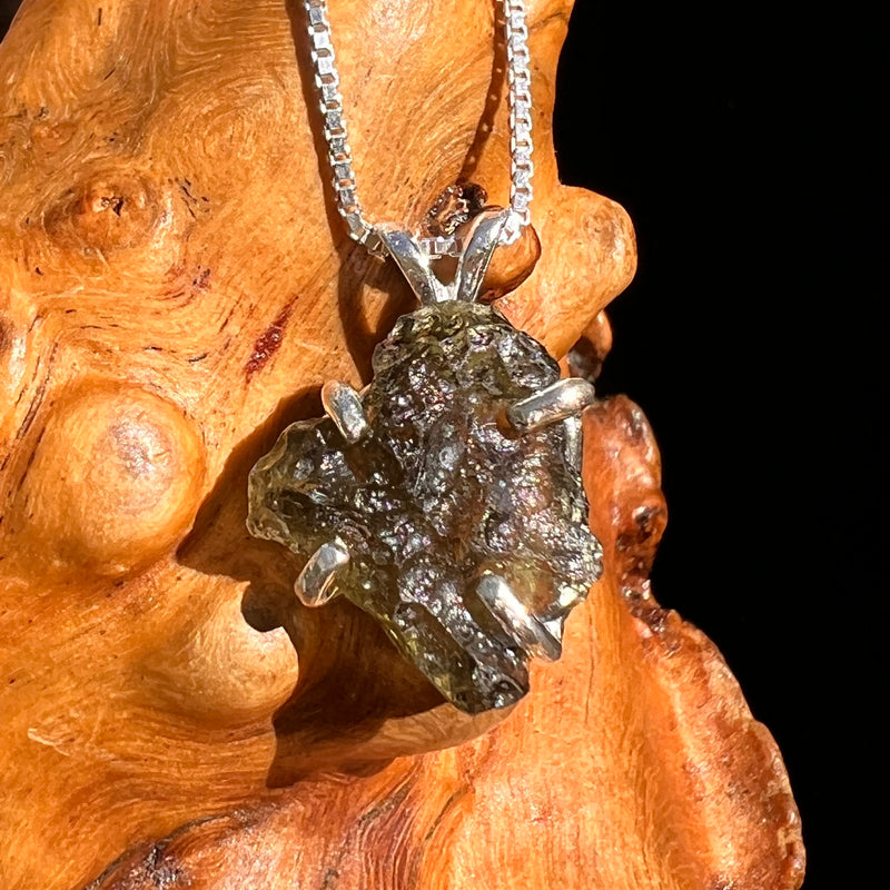 Raw Moldavite Pendant Sterling Silver #8463-Moldavite Life