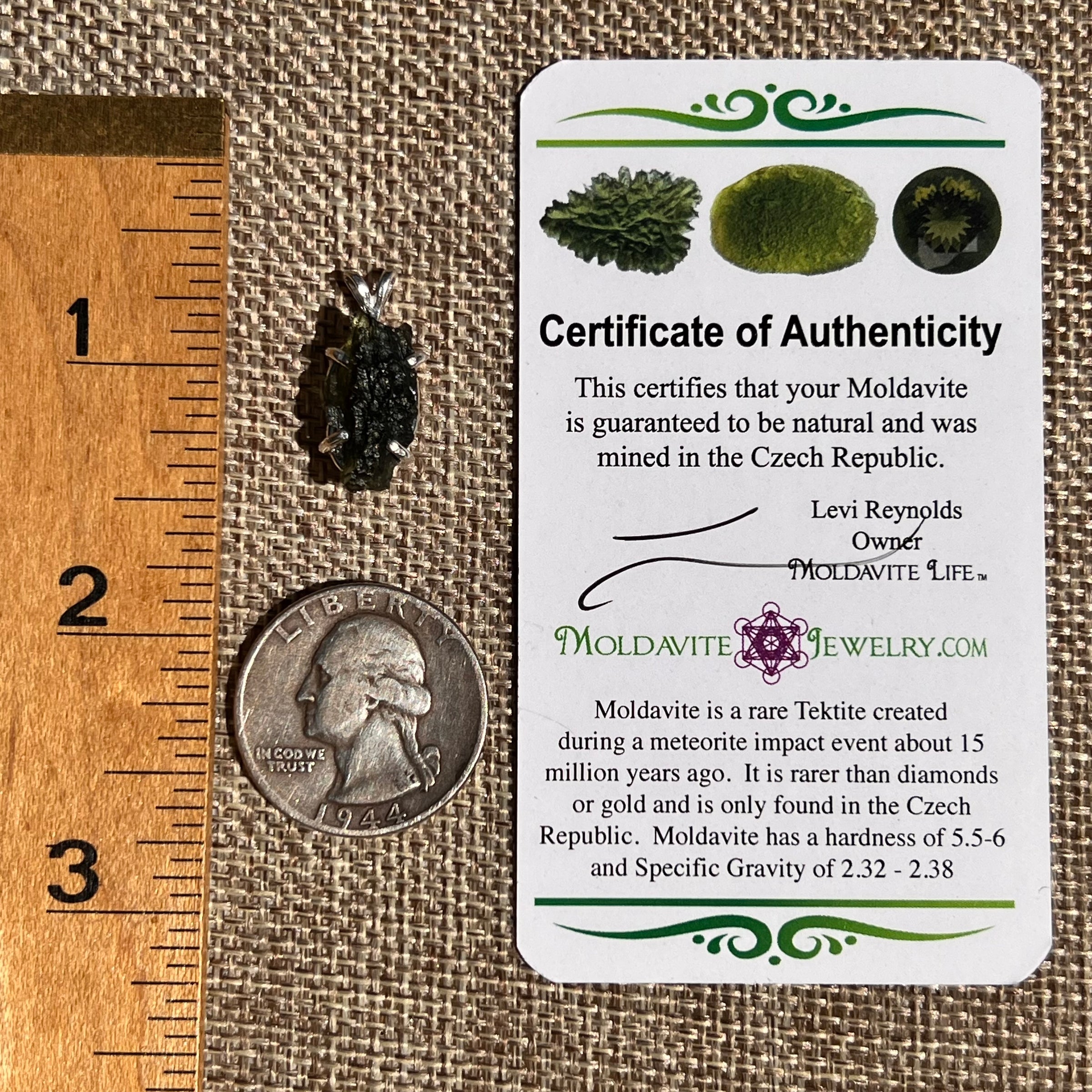 Raw Moldavite Pendant Sterling Silver #8464-Moldavite Life
