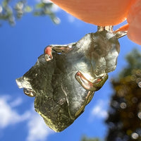 Raw Moldavite Pendant Sterling Silver #8465-Moldavite Life