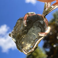 Raw Moldavite Pendant Sterling Silver #8466-Moldavite Life