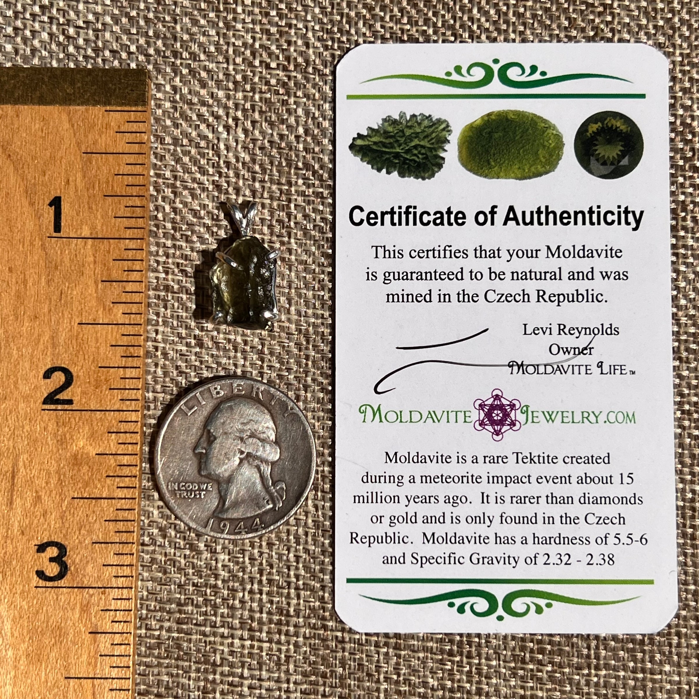 Raw Moldavite Pendant Sterling Silver #8466-Moldavite Life