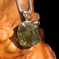 Raw Moldavite Pendant Sterling Silver #8467-Moldavite Life