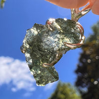 Raw Moldavite Pendant Sterling Silver #8468-Moldavite Life