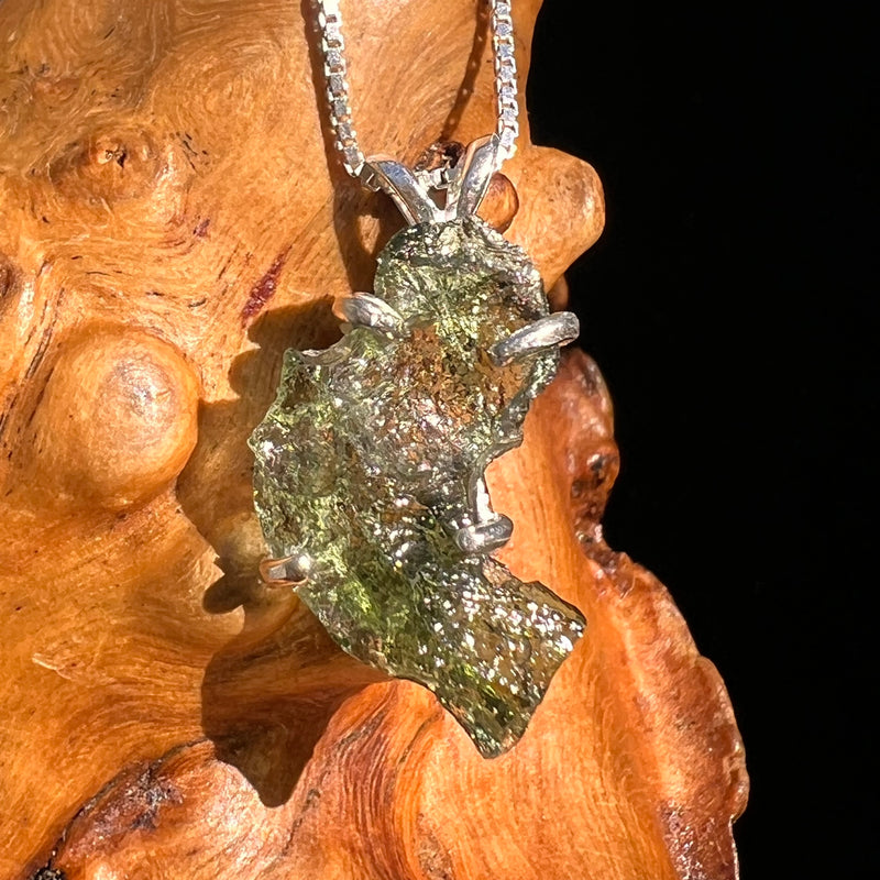 Raw Moldavite Pendant Sterling Silver #8468-Moldavite Life