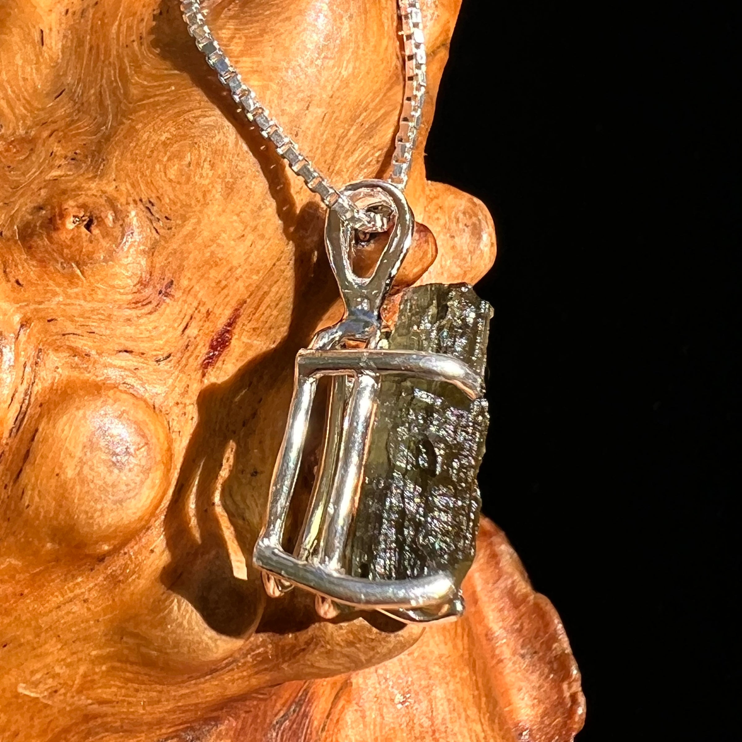 Raw Moldavite Pendant Sterling Silver #8469-Moldavite Life