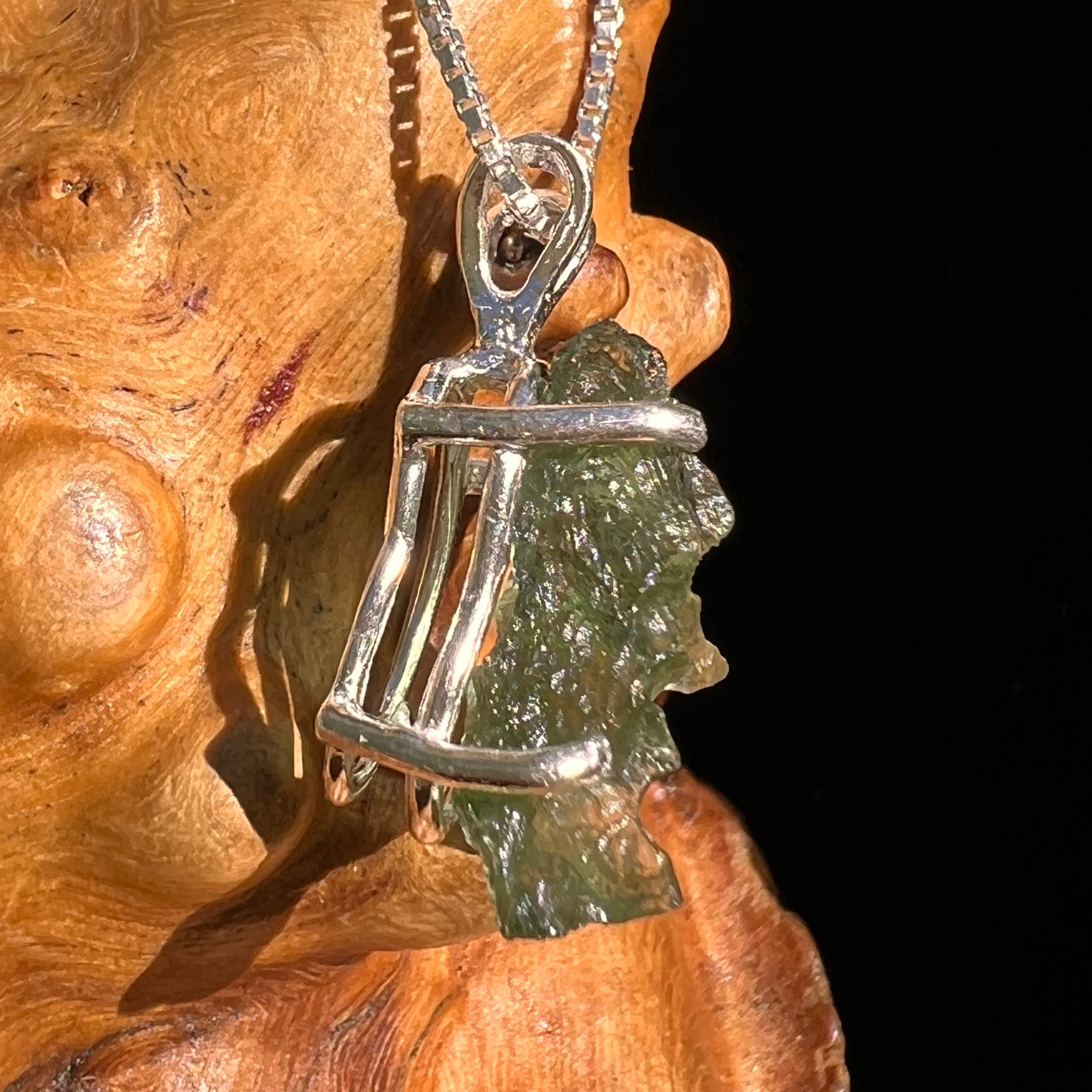 Raw Moldavite Pendant Sterling Silver #8470-Moldavite Life