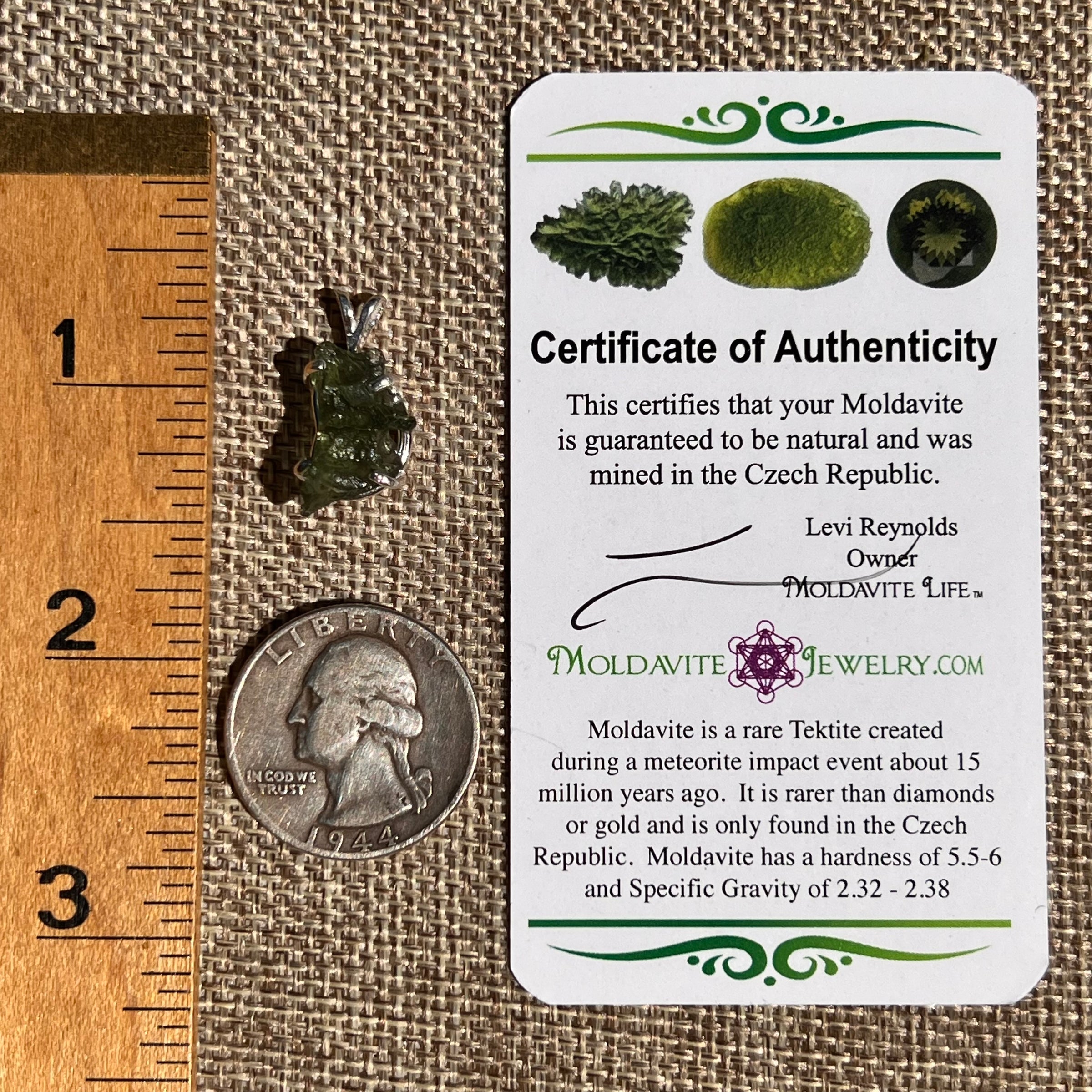 Raw Moldavite Pendant Sterling Silver #8470-Moldavite Life