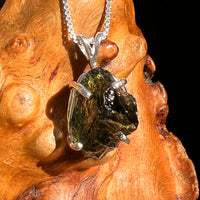 Raw Moldavite Pendant Sterling Silver #8472-Moldavite Life