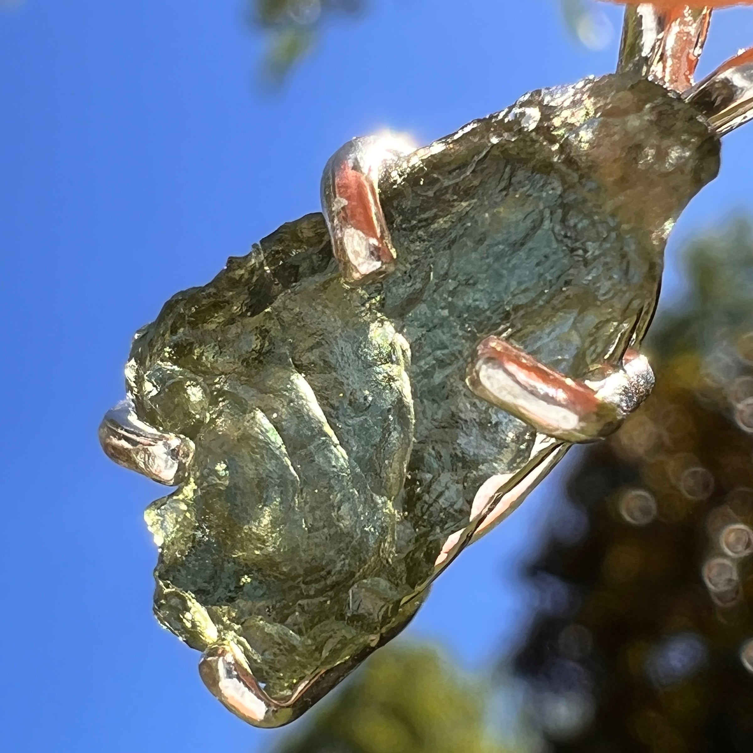 Raw Moldavite Pendant Sterling Silver #8473-Moldavite Life