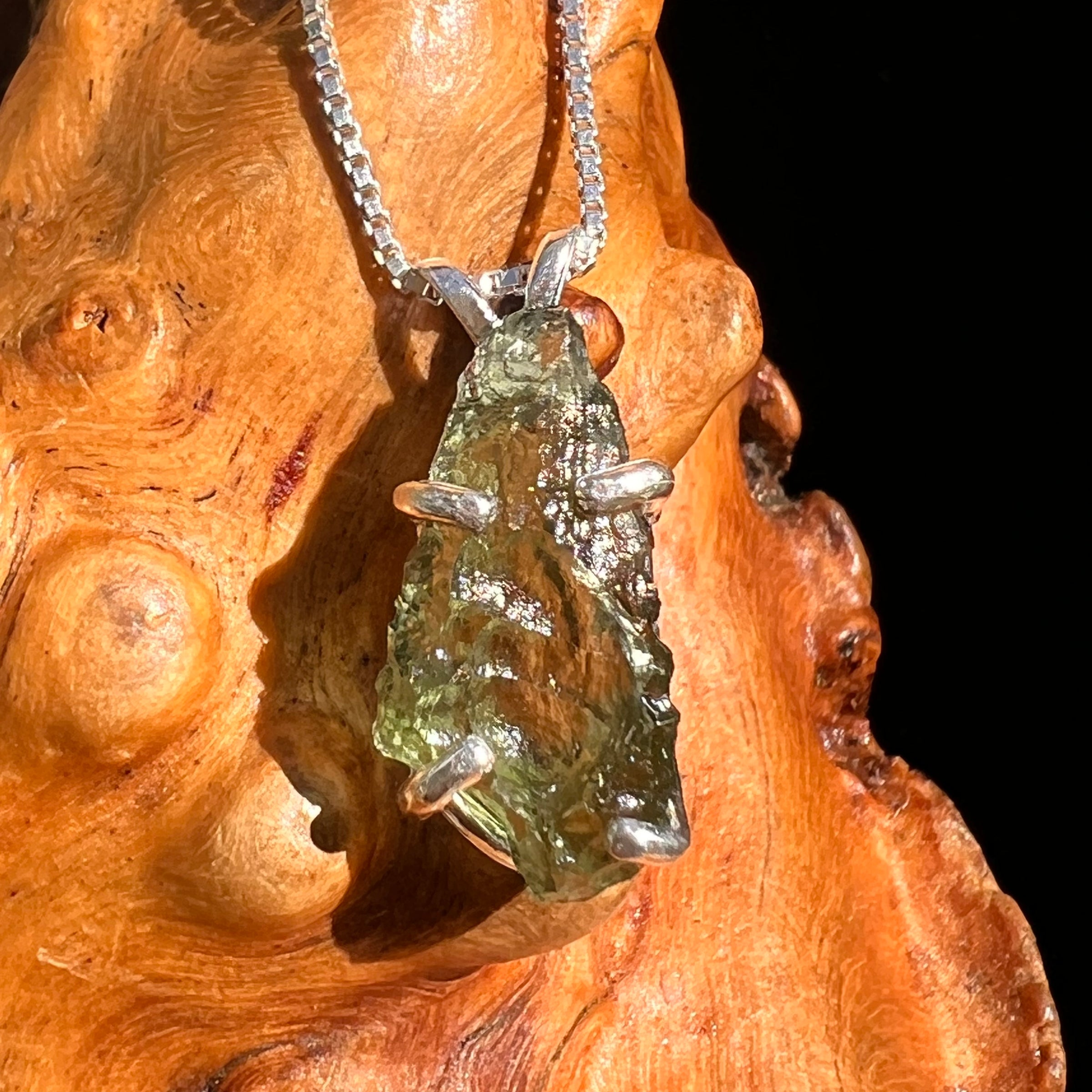 Raw Moldavite Pendant Sterling Silver #8473-Moldavite Life