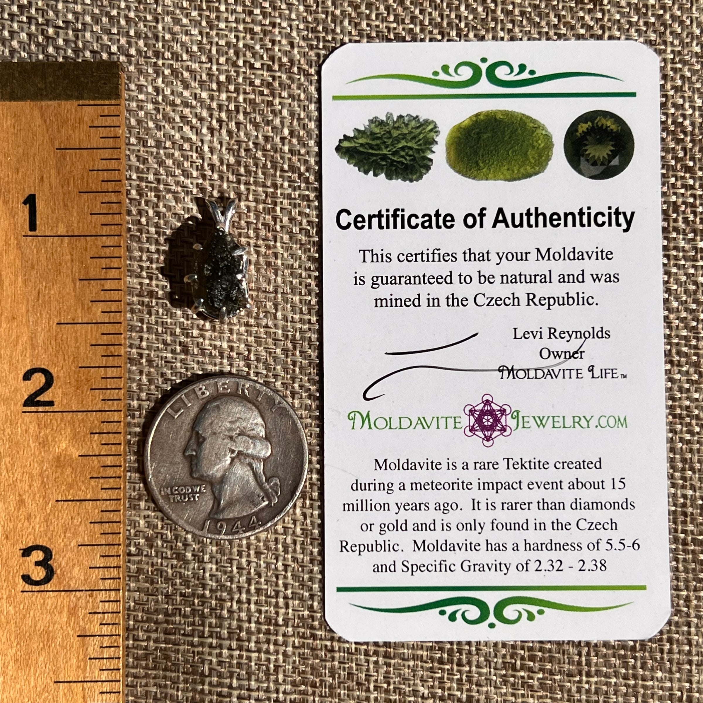 Raw Moldavite Pendant Sterling Silver #8474-Moldavite Life