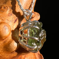 Raw Moldavite Pendant Sterling Silver #8475-Moldavite Life