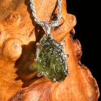 Raw Moldavite Pendant Sterling Silver #8475-Moldavite Life