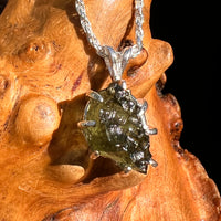 Raw Moldavite Pendant Sterling Silver #8476-Moldavite Life