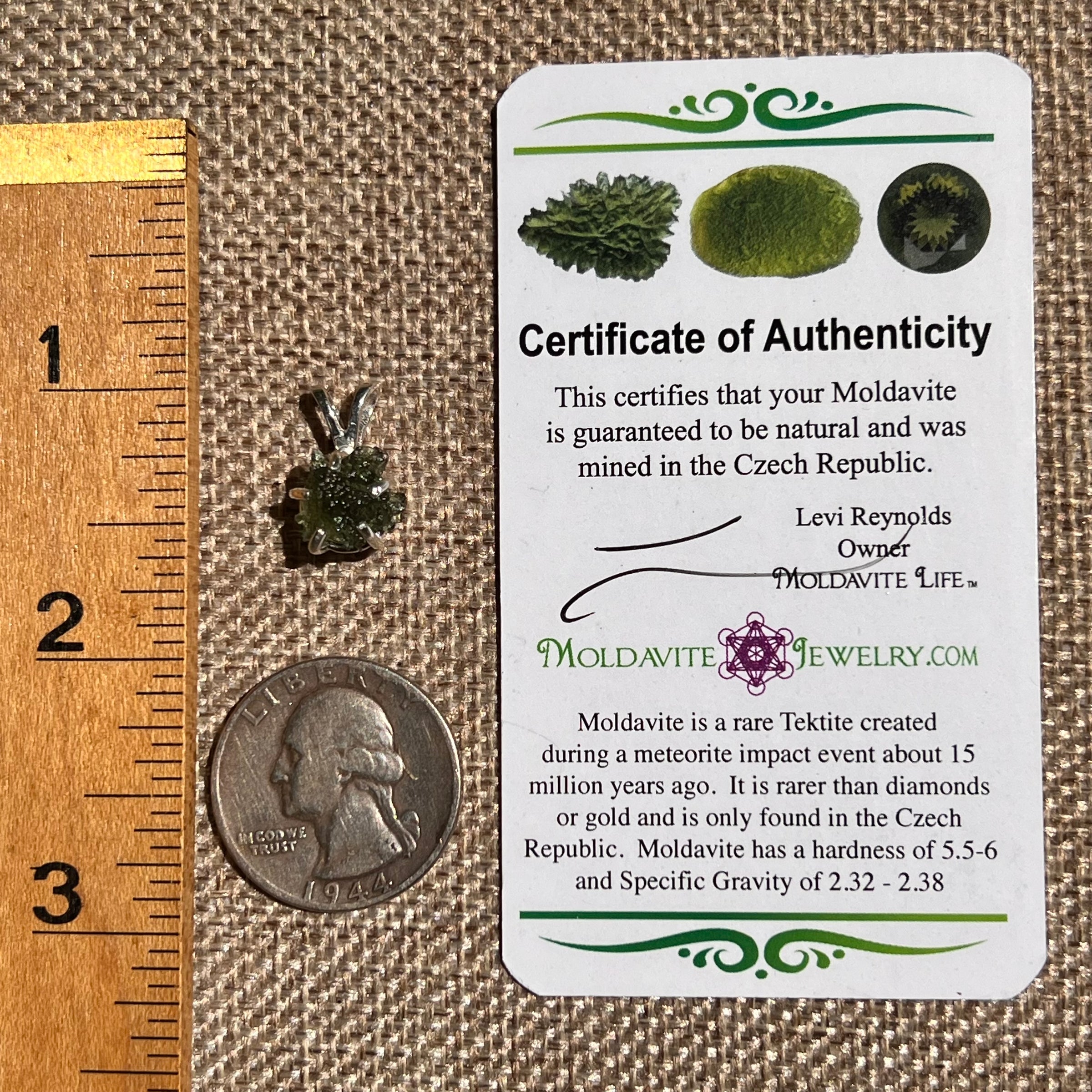 Raw Moldavite Pendant Sterling Silver #8622-Moldavite Life