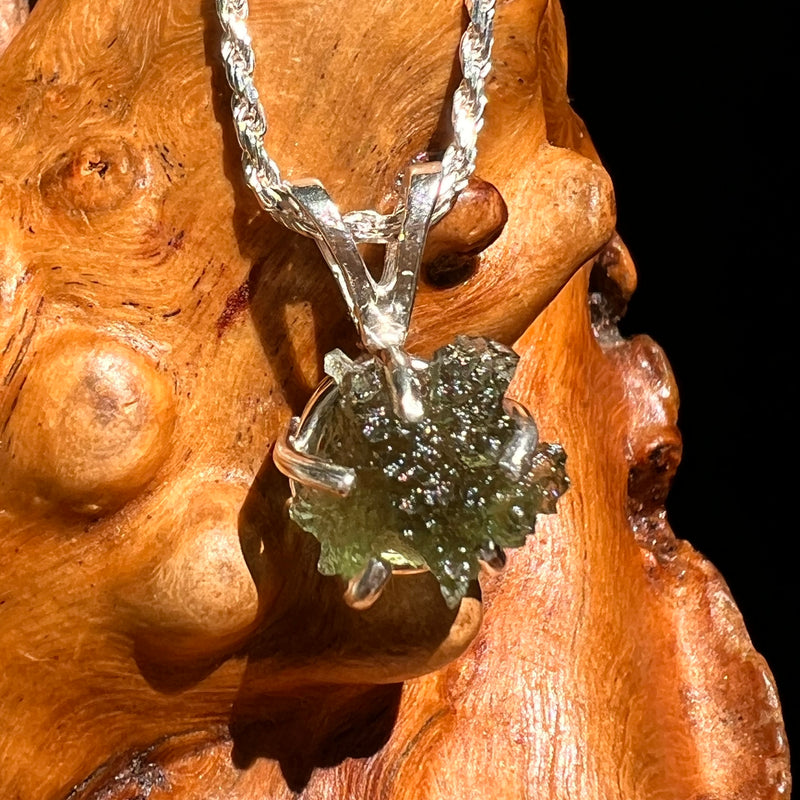Raw Moldavite Pendant Sterling Silver #8622-Moldavite Life