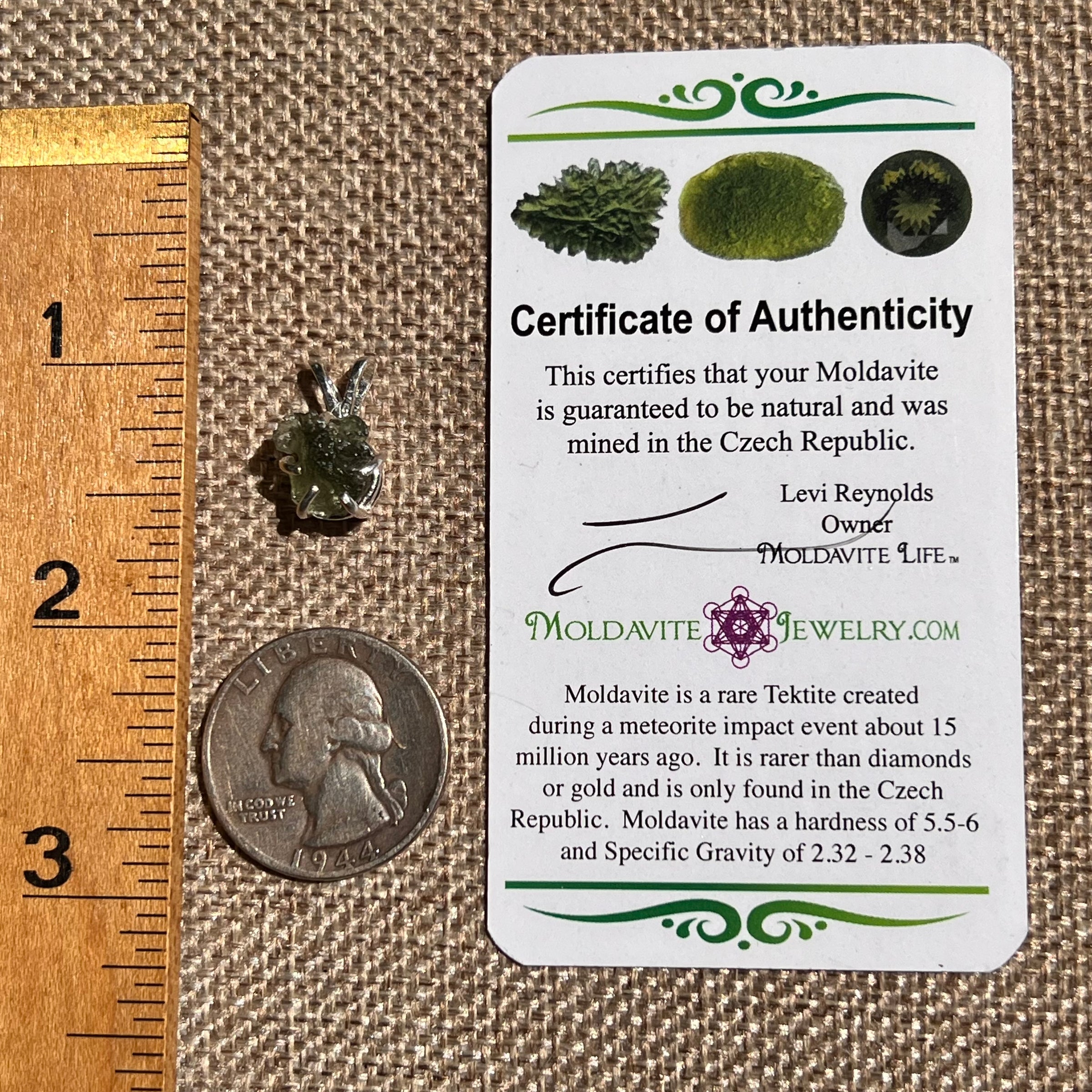 Raw Moldavite Pendant Sterling Silver #8623-Moldavite Life