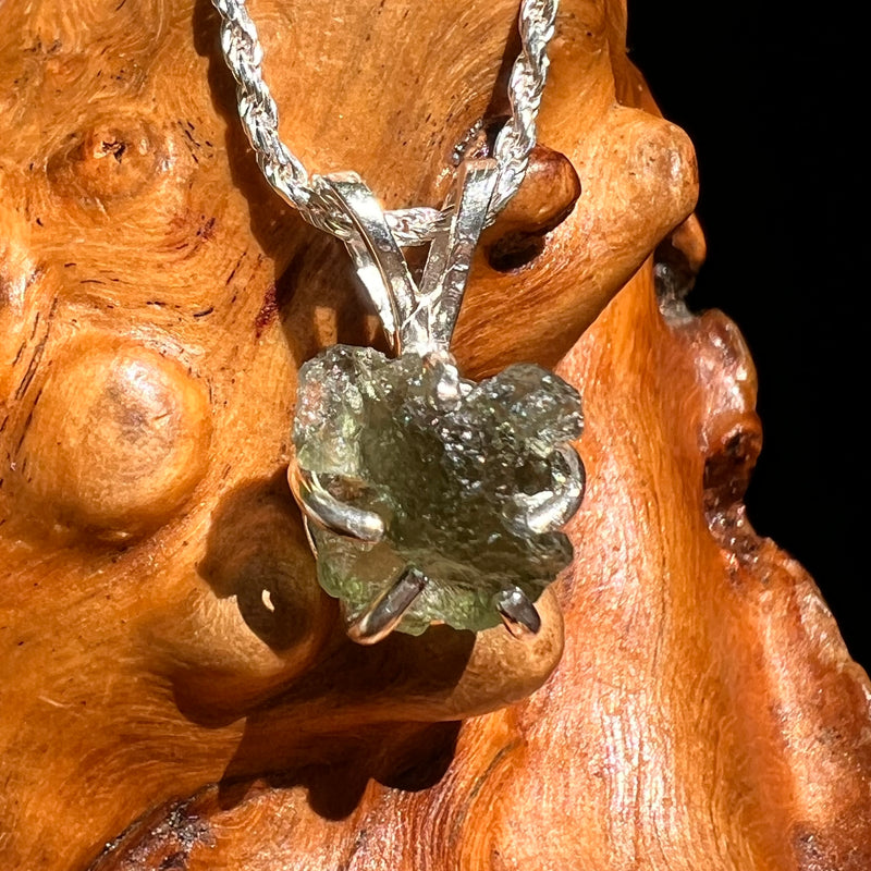 Raw Moldavite Pendant Sterling Silver #8623-Moldavite Life