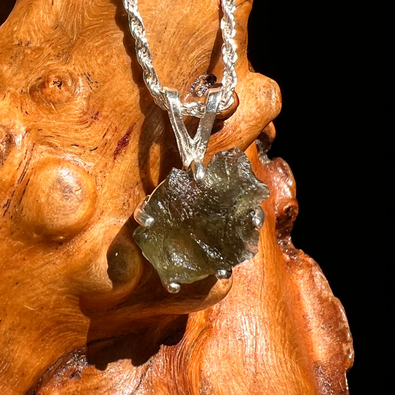 Raw Moldavite Pendant Sterling Silver #8624-Moldavite Life