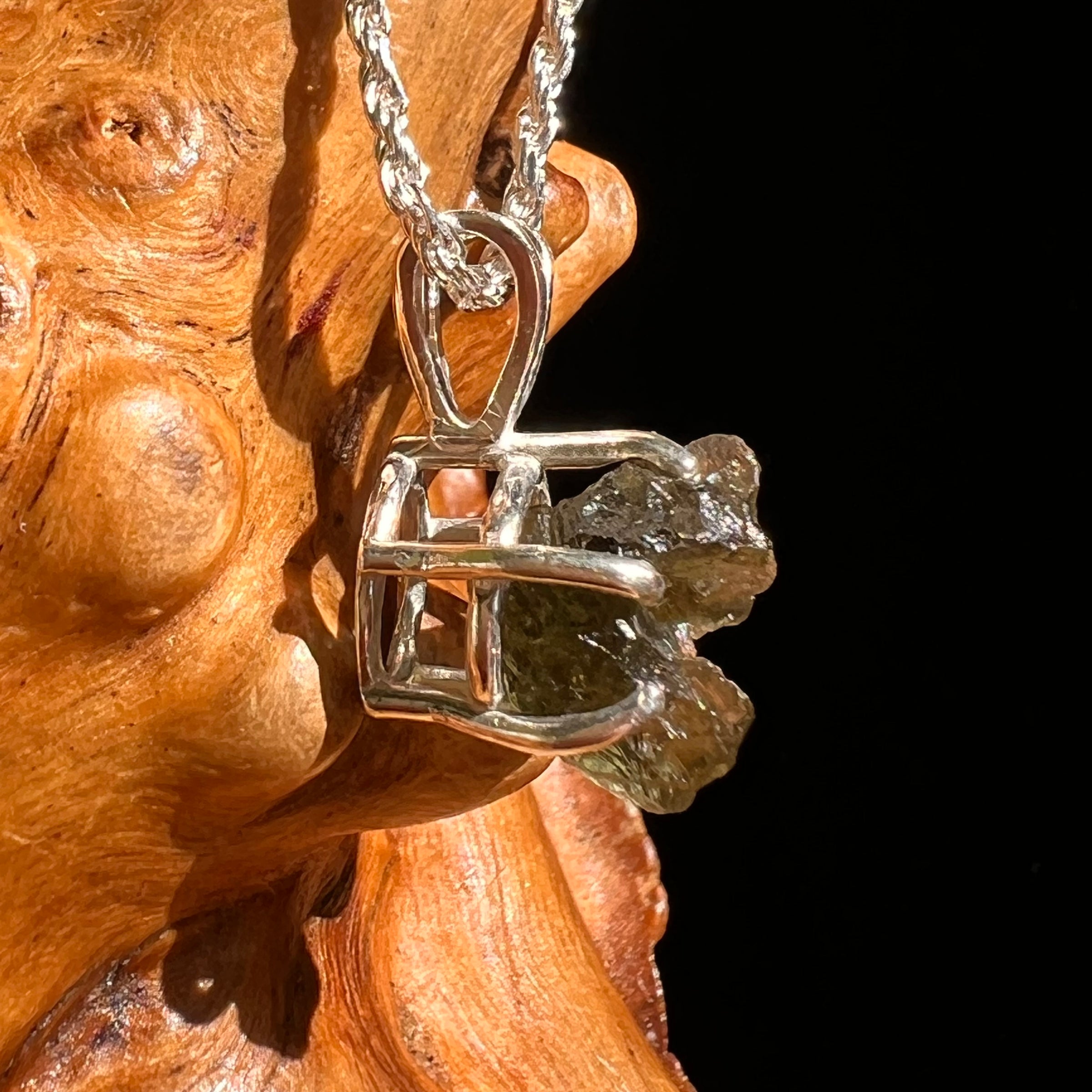 Raw Moldavite Pendant Sterling Silver #8625-Moldavite Life
