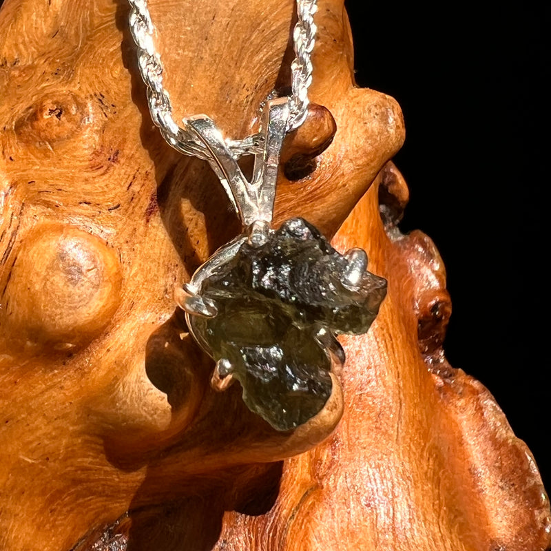 Raw Moldavite Pendant Sterling Silver #8625-Moldavite Life