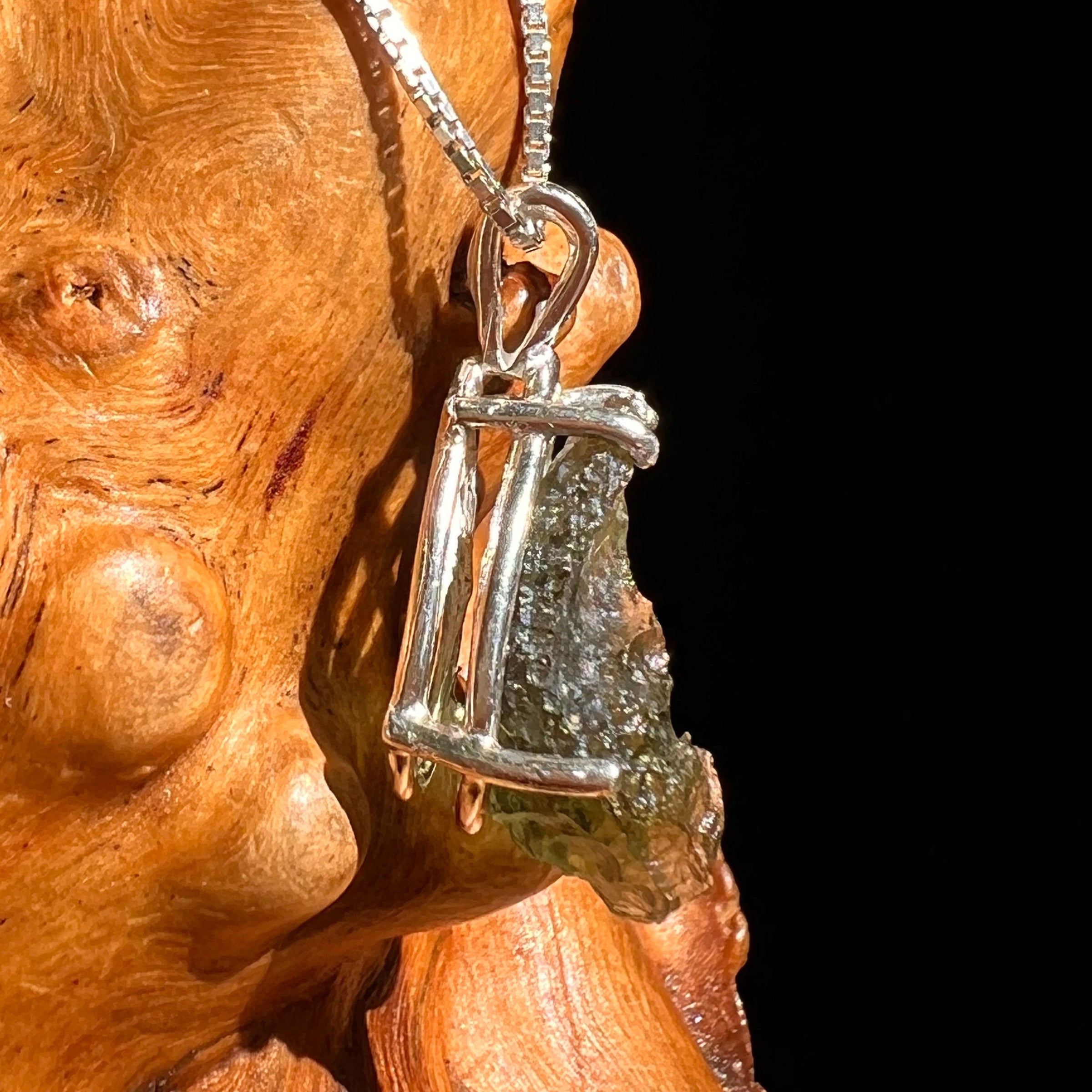 Raw Moldavite Pendant Sterling Silver #8626-Moldavite Life