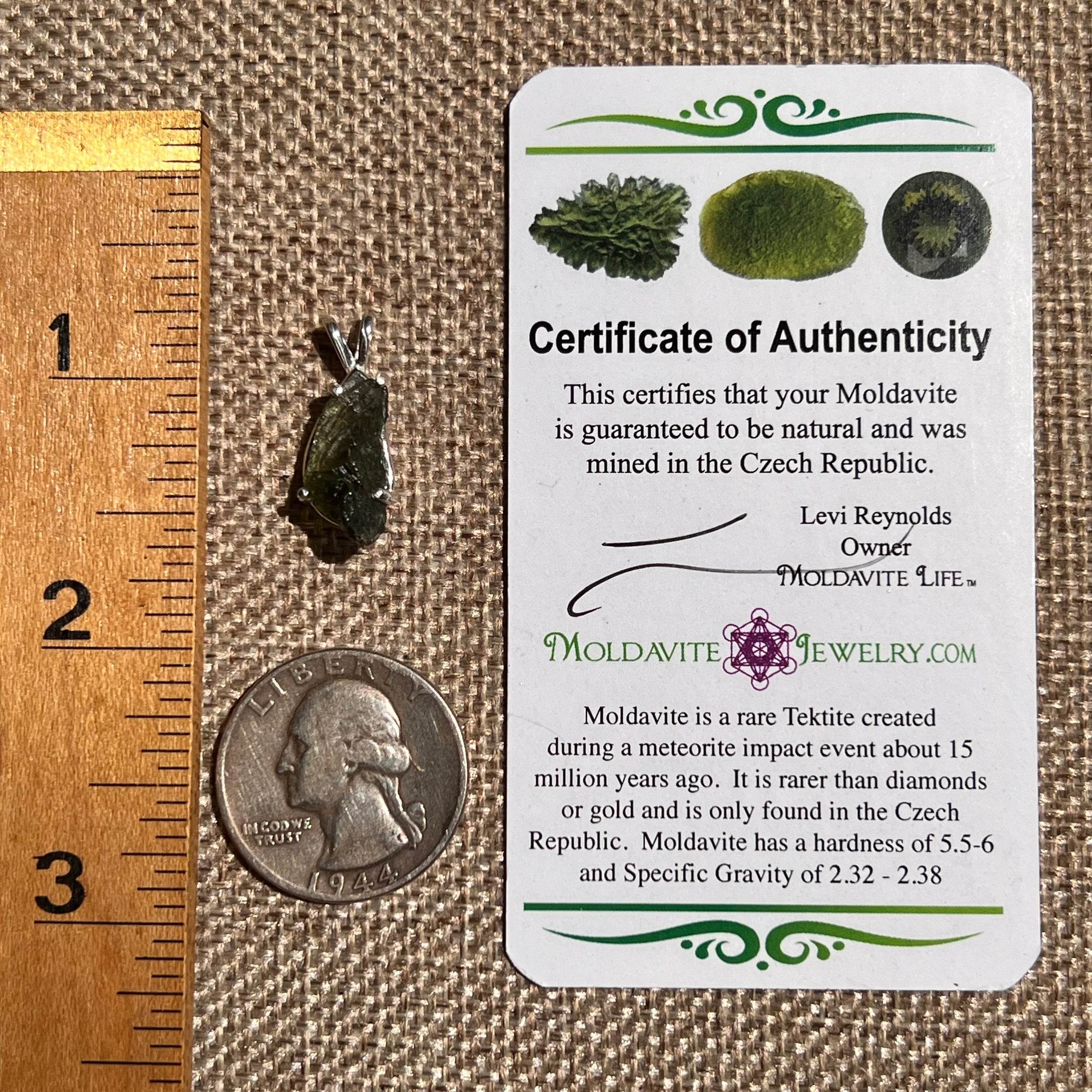 Raw Moldavite Pendant Sterling Silver #8626-Moldavite Life