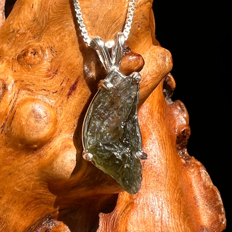 Raw Moldavite Pendant Sterling Silver #8626-Moldavite Life